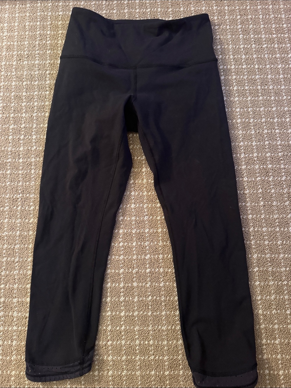 lululemon athletica Black Capri Leggings with Perforated Panels
